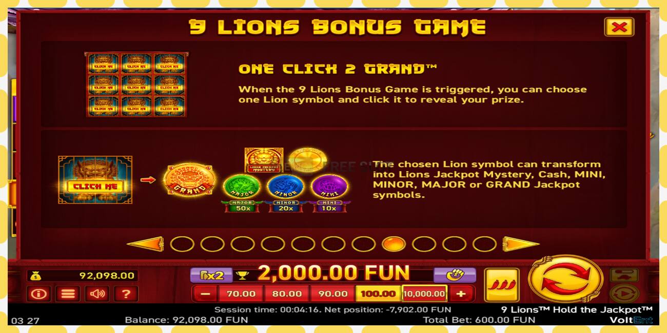 Demo slot 9 Lions: Hold The Jackpot free and without registration, picture - 1