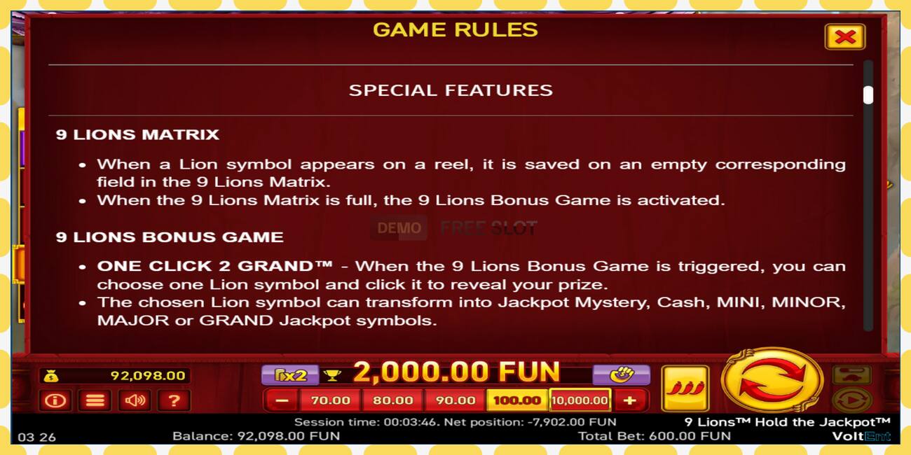 Demo slot 9 Lions: Hold The Jackpot free and without registration, picture - 1