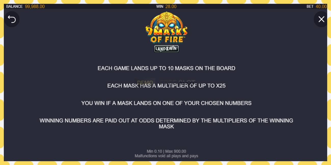 Demo slot 9 Masks of Fire Land & Win free and without registration, picture - 1