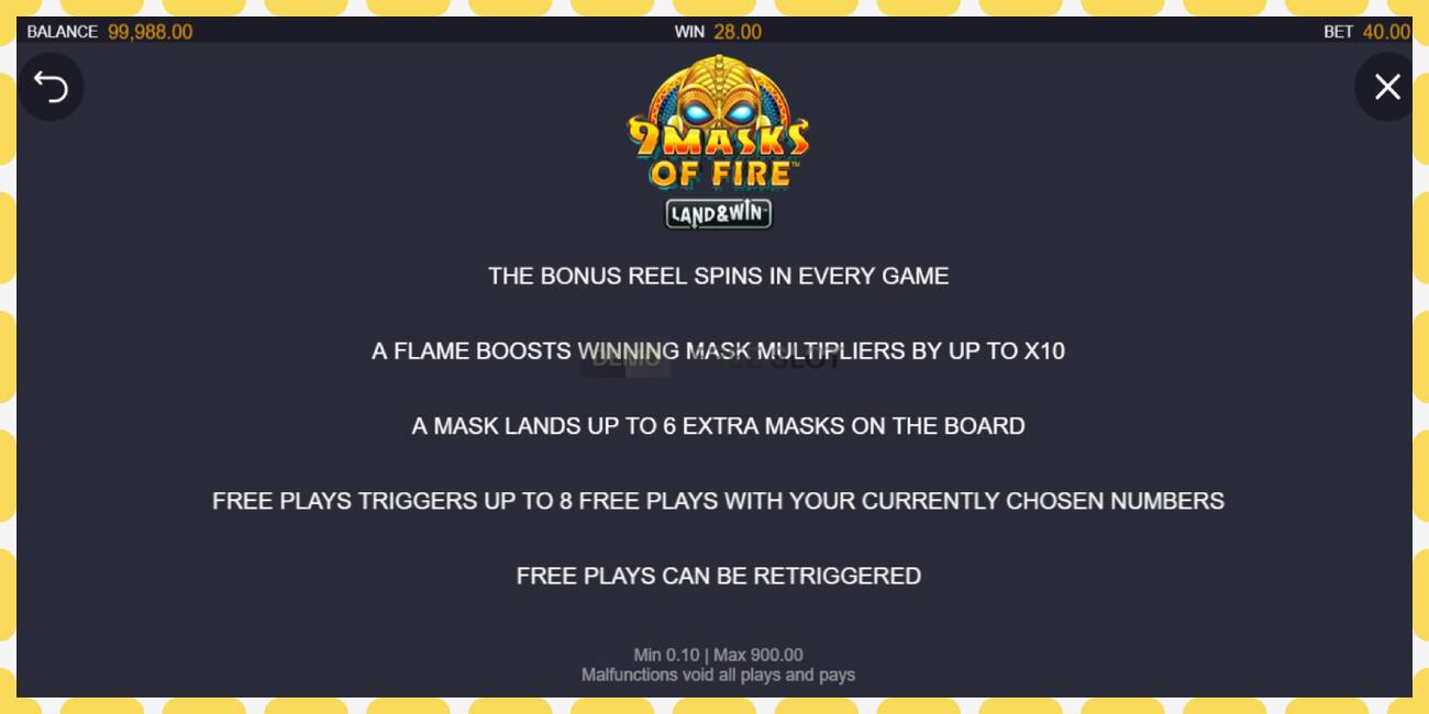 Demo slot 9 Masks of Fire Land & Win free and without registration, picture - 1