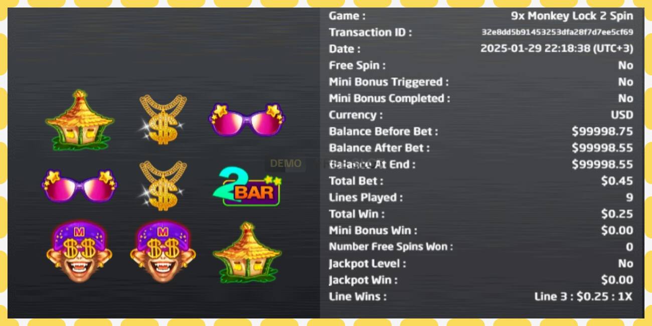 Demo slot 9x Monkey Lock 2 Spin free and without registration, picture - 1