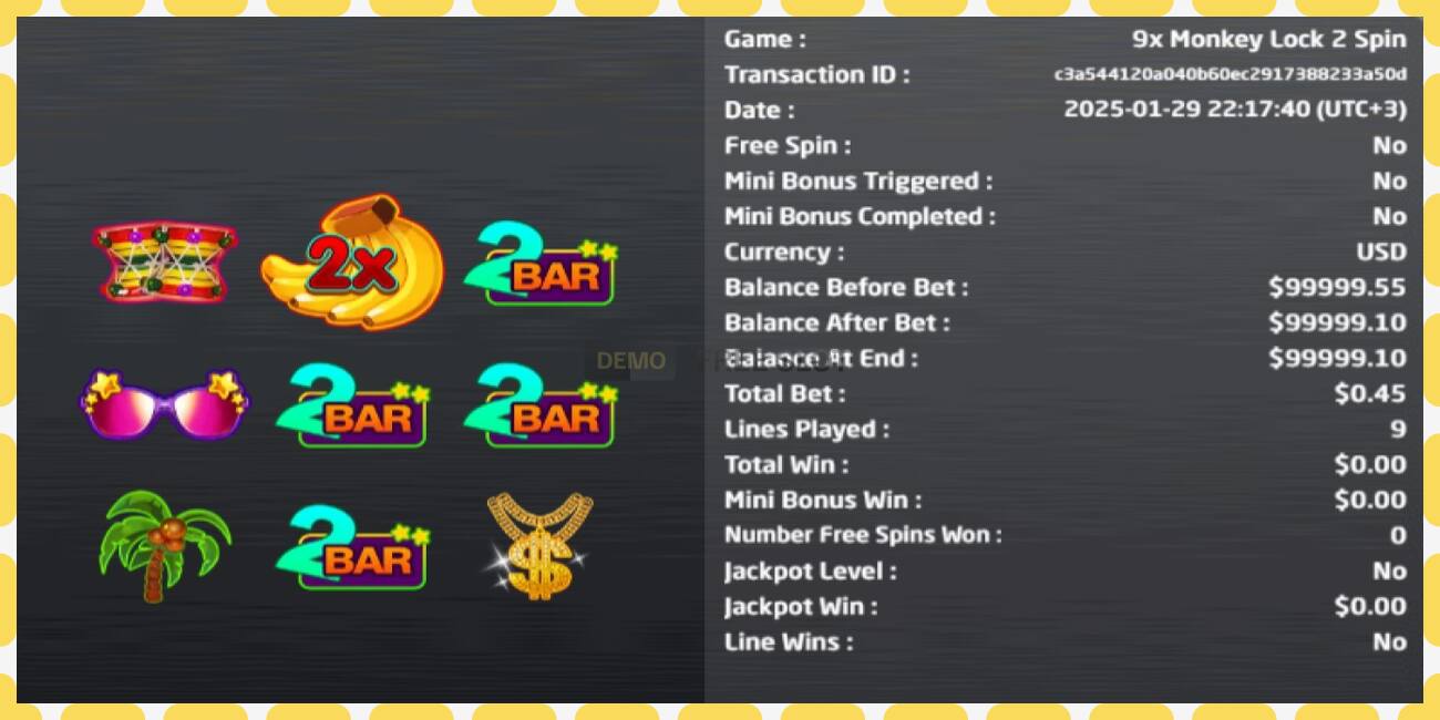 Demo slot 9x Monkey Lock 2 Spin free and without registration, picture - 1