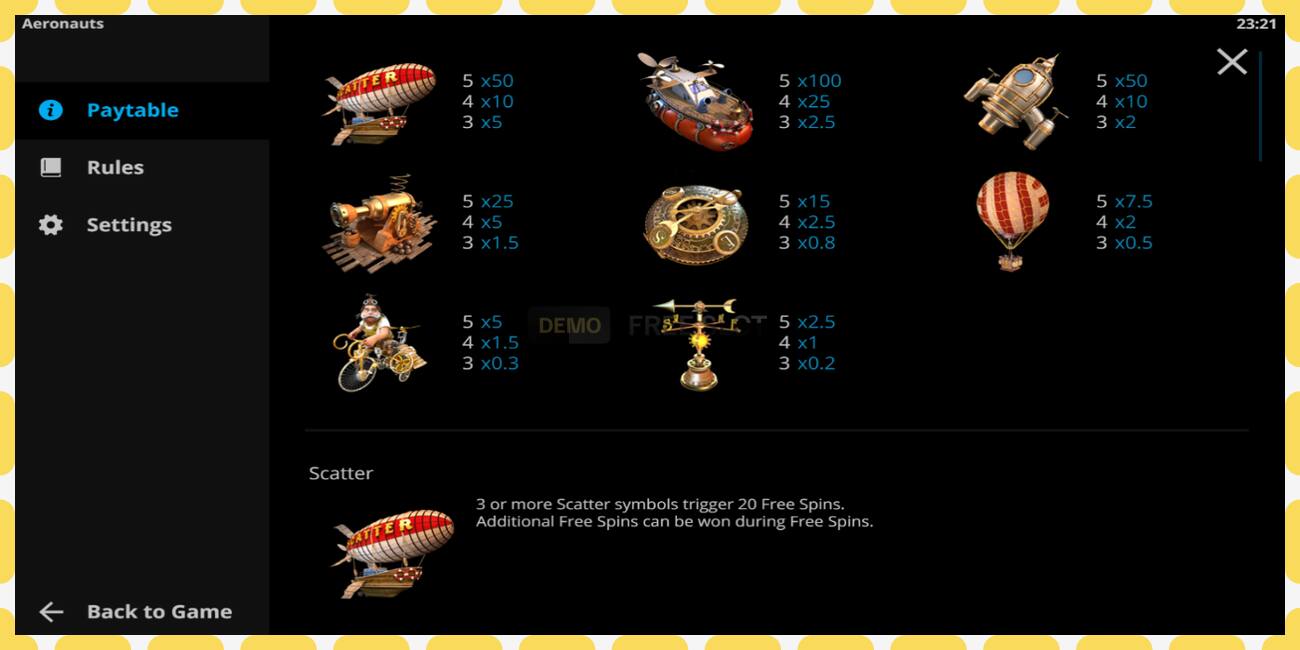 Demo slot Aeronauts free and without registration, picture - 1