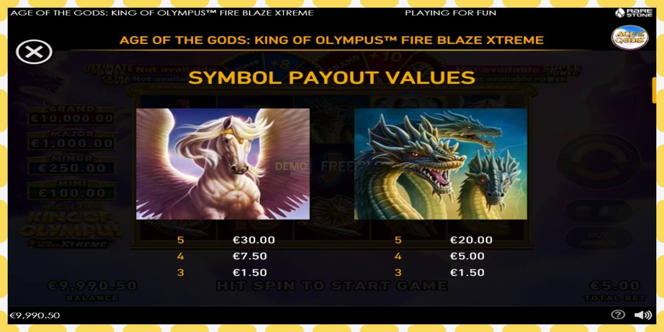 Demo slot Age of the Gods: King of Olympus Fire Blaze Xtreme free and without registration, picture - 1