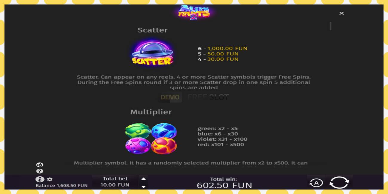 Demo slot Alien Fruits 2 free and without registration, picture - 1