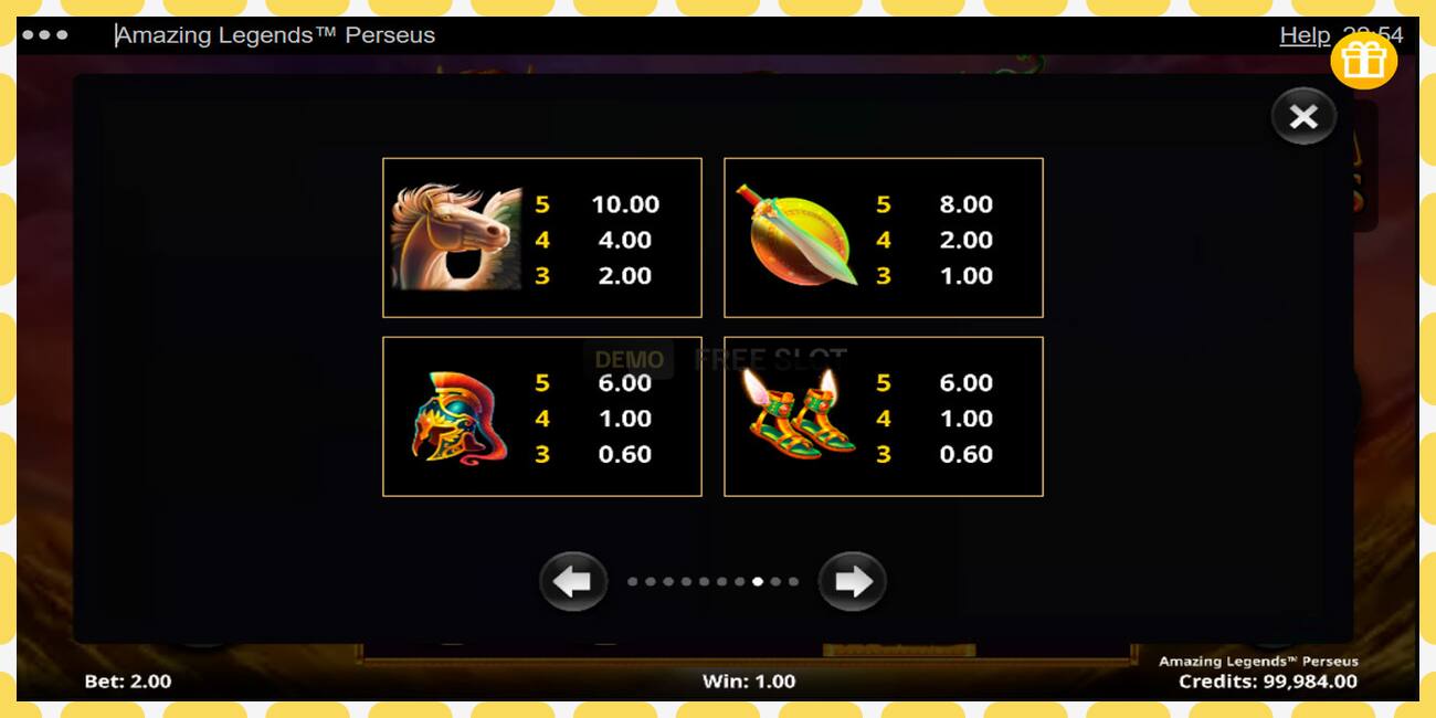 Demo slot Amazing Legends Perseus free and without registration, picture - 1