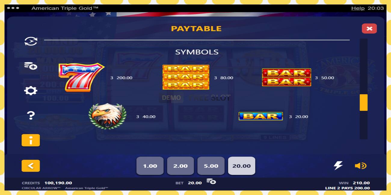 Demo slot American Triple Gold free and without registration, picture - 1