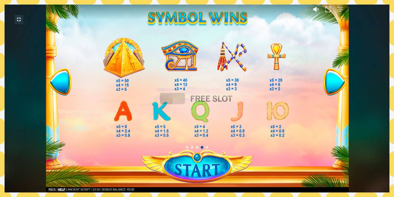 Demo slot Ancient Script free and without registration, picture - 1