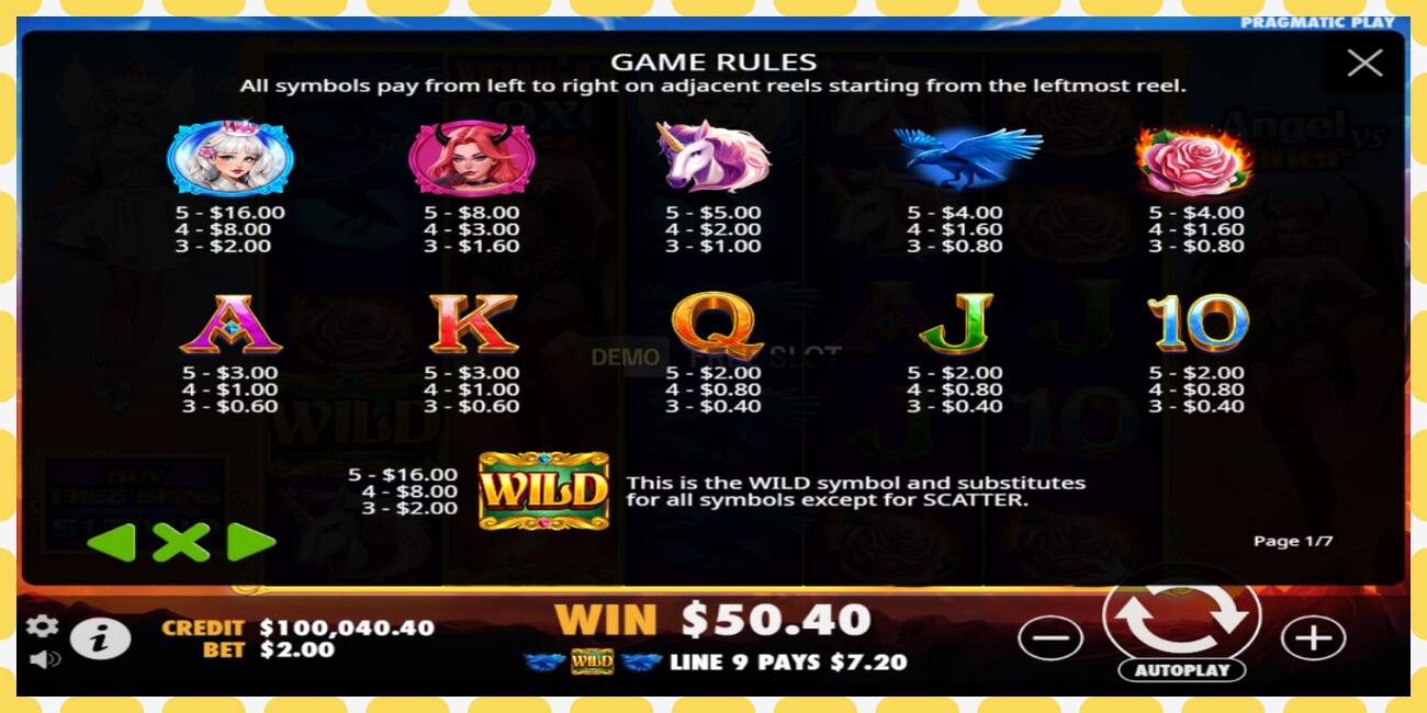 Demo slot Angel vs Sinner free and without registration, picture - 1