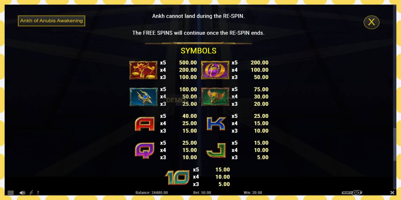 Demo slot Ankh of Anubis Awakening free and without registration, picture - 1