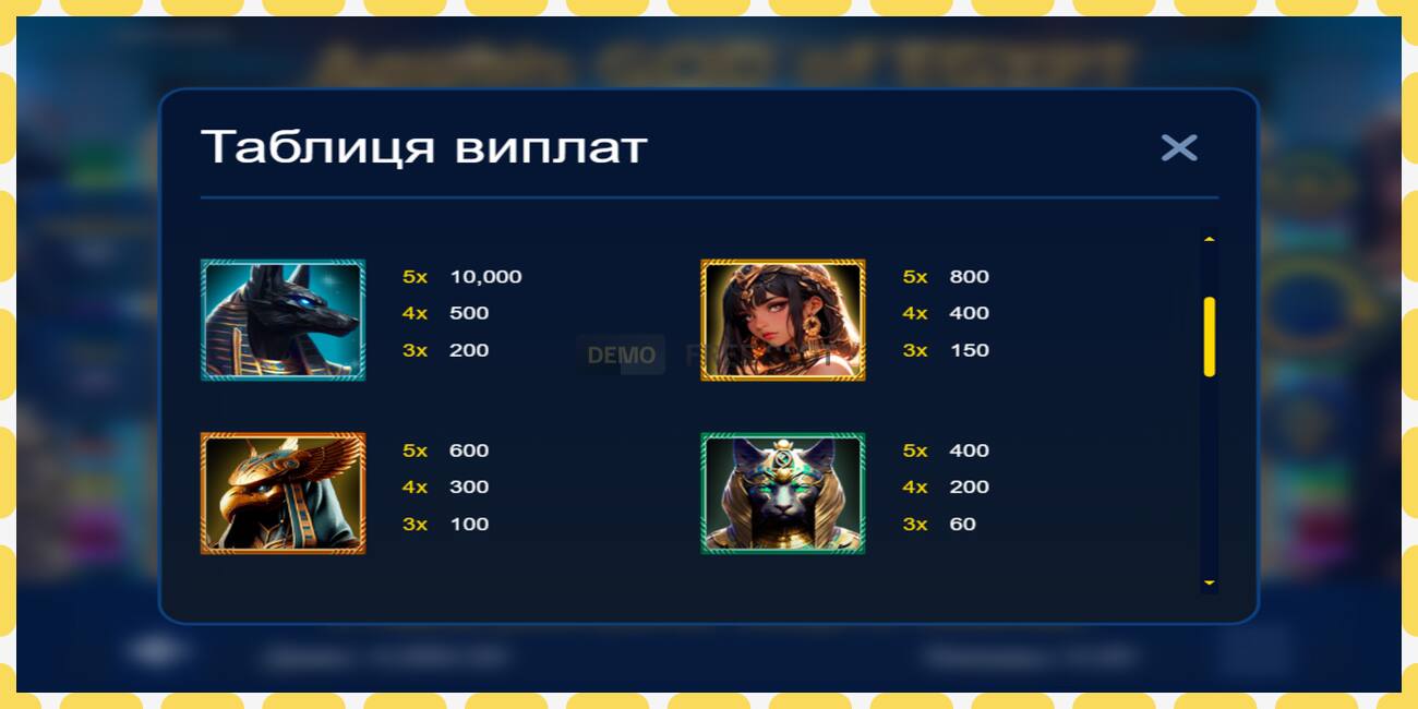 Slot dimostrativo Anubis God of Egypt gratuito e senza registrazione, immagine - 1