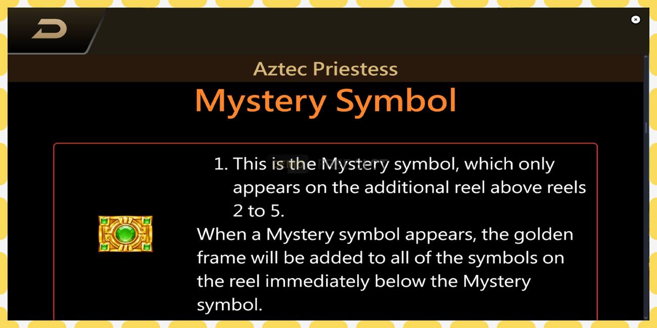 ຊ່ອງຕົວຢ່າງ Aztec Priestess ບໍ່ເສຍຄ່າແລະບໍ່ມີການລົງທະບຽນ, ຮູບ - 1