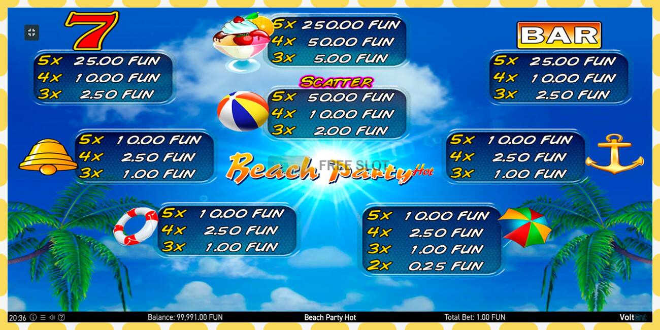 Demo slot Beach Party Hot free and without registration, picture - 1