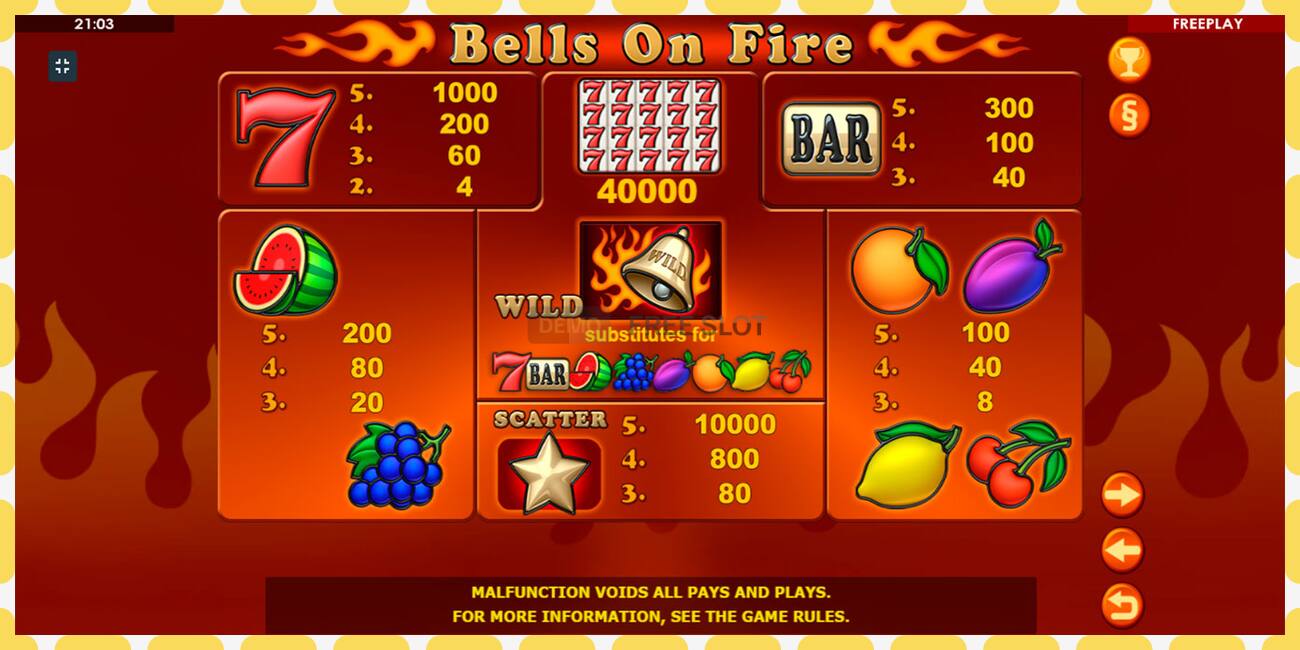 Demo slot Bells on Fire free and without registration, picture - 1