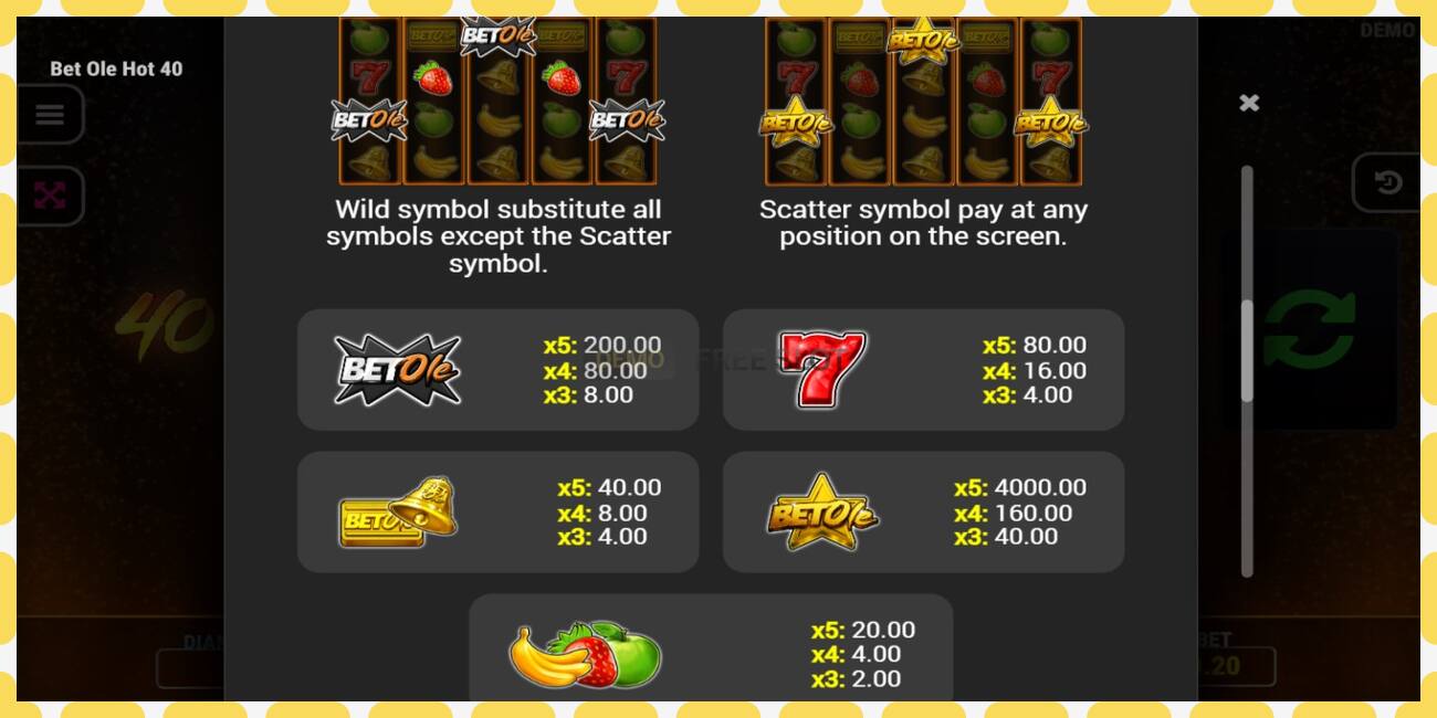 Demo slot Bet Ole Hot 40 free and without registration, picture - 1