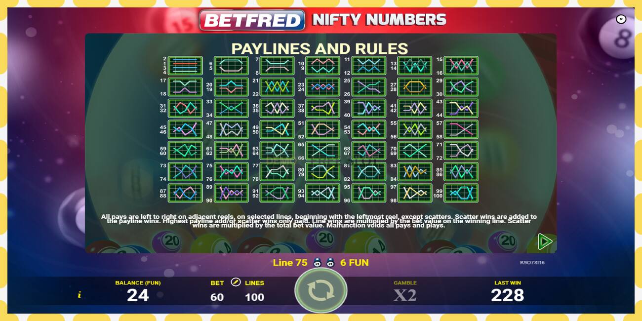 Demo slot Betfred Nifty Numbers free and without registration, picture - 1