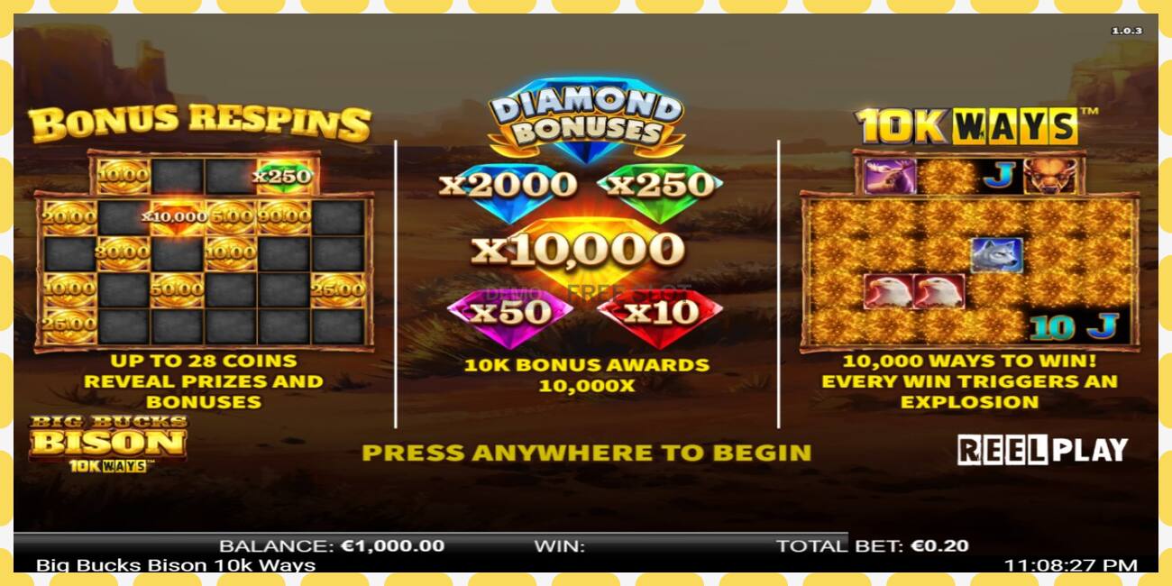 Demo slot Big Bucks Bison 10K Ways free and without registration, picture - 1