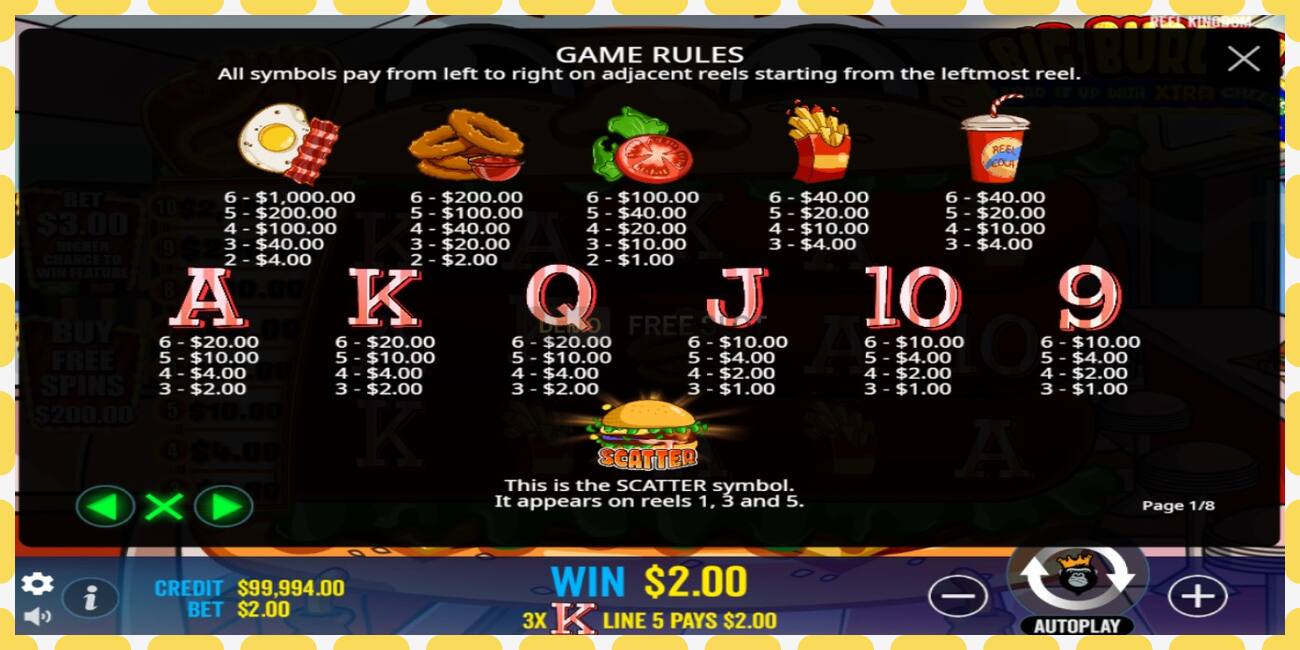 Demo slot Big Burger Load it up with Xtra Cheese free and without registration, picture - 1