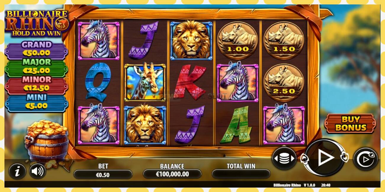 Demo slot Billionaire Rhino නොමිලේ සහ ලියාපදිංචියකින් තොරව, පින්තූරය - 1