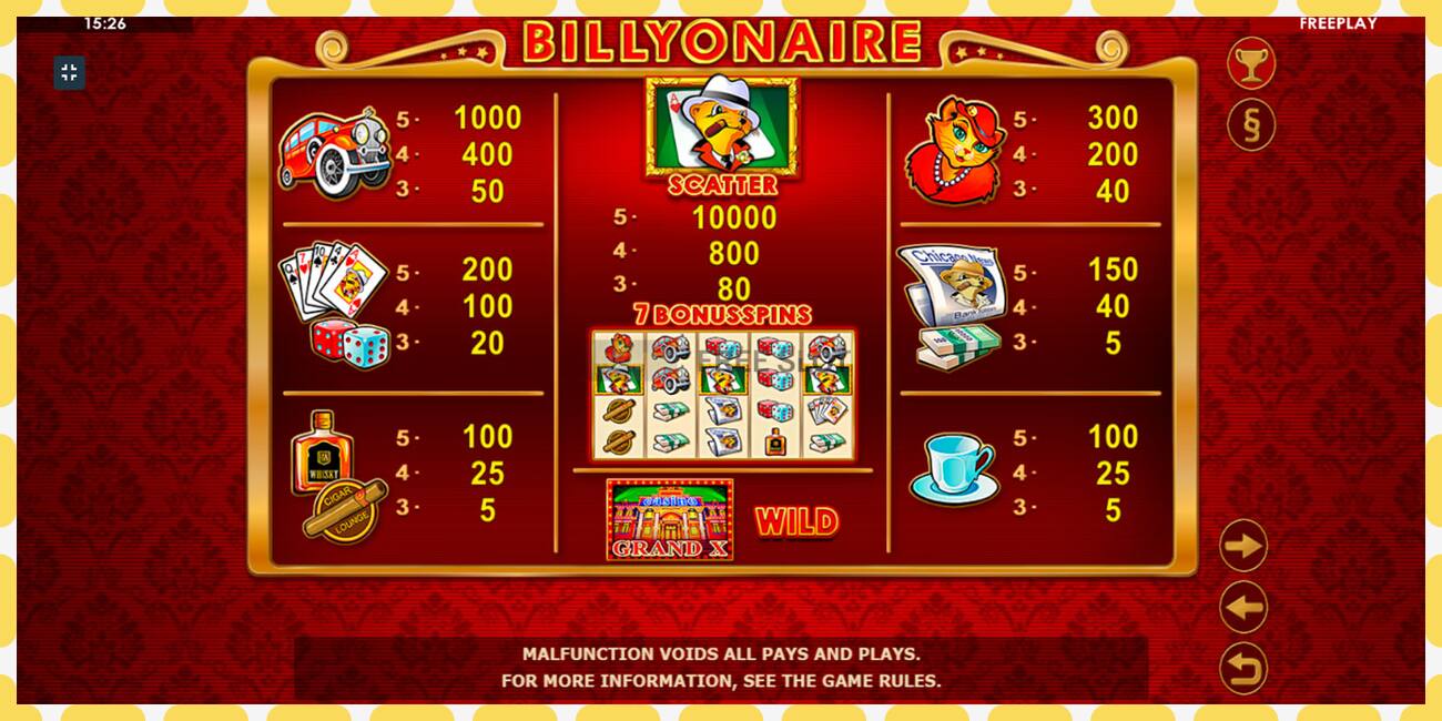 Demo slot Billyonaire free and without registration, picture - 1