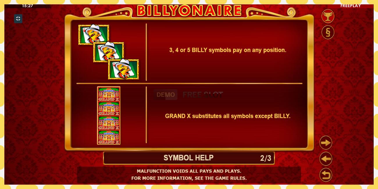 Demo slot Billyonaire free and without registration, picture - 1