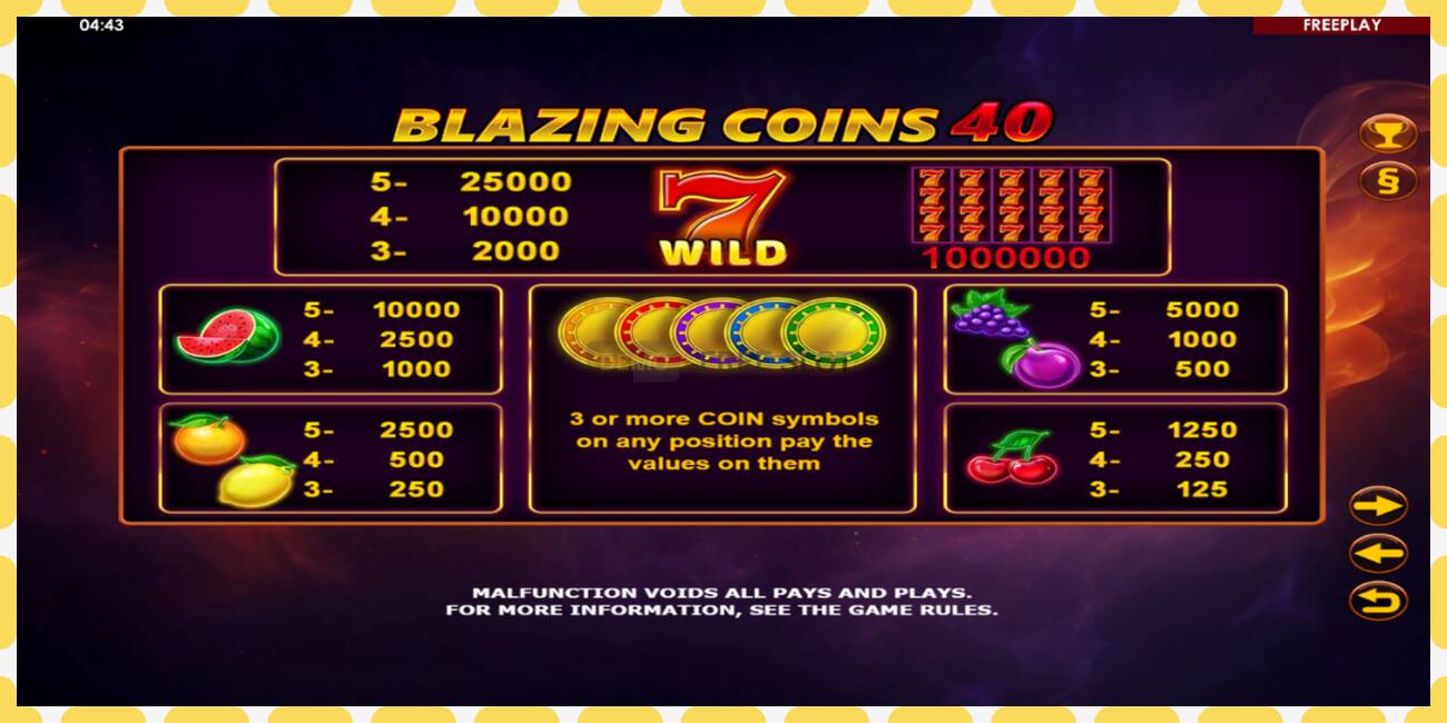 Demo-spor Blazing Coins 40 gratis og uten registrering, bilde - 1