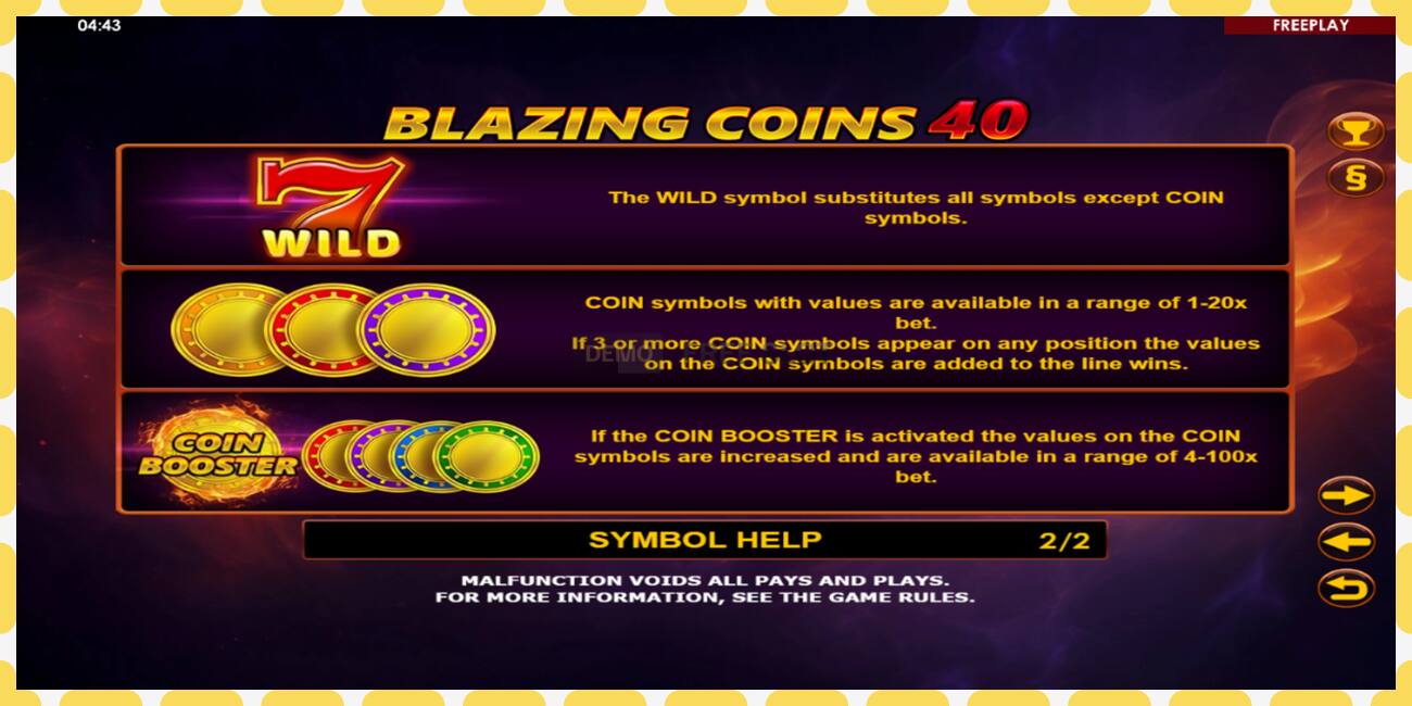 Demo-spor Blazing Coins 40 gratis og uten registrering, bilde - 1