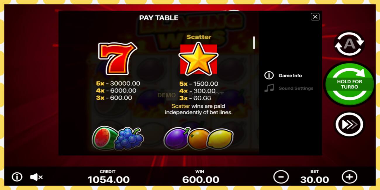 Demo slot Blazing Wins free and without registration, picture - 1