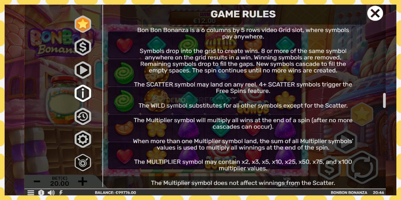 Emplacement de démonstration Bonbon Bonanza gratuit et sans inscription, image - 1