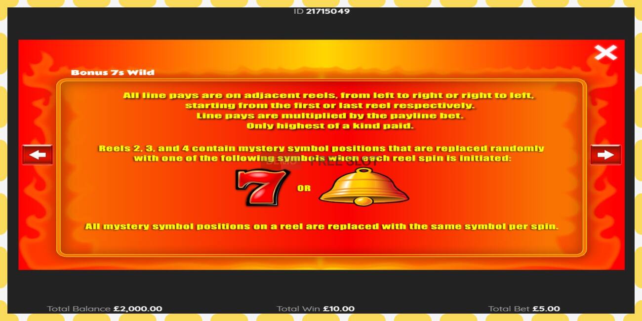 Demo slot Bonus Sevens Wild free and without registration, picture - 1