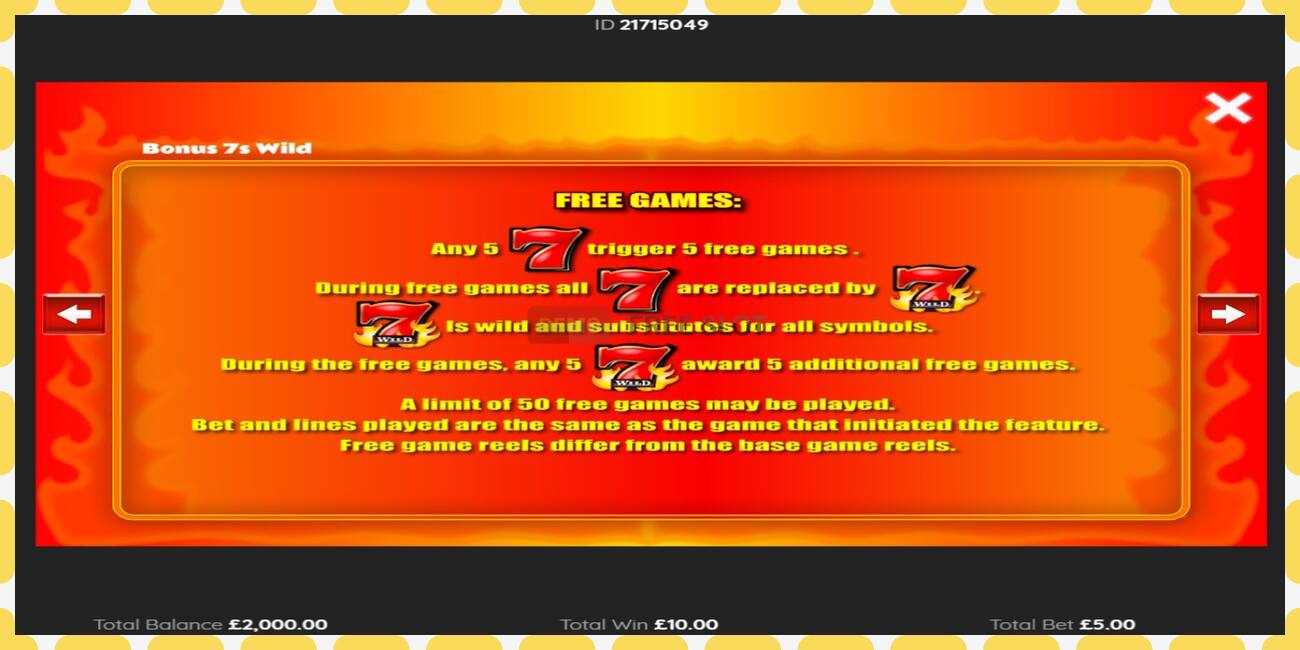 Demo slot Bonus Sevens Wild free and without registration, picture - 1