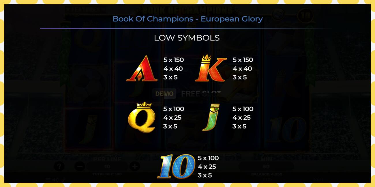 Demo slot Book of Champions - European Glory free and without registration, picture - 1