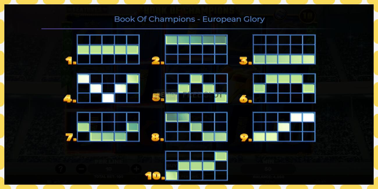 Demo slot Book of Champions - European Glory free and without registration, picture - 1