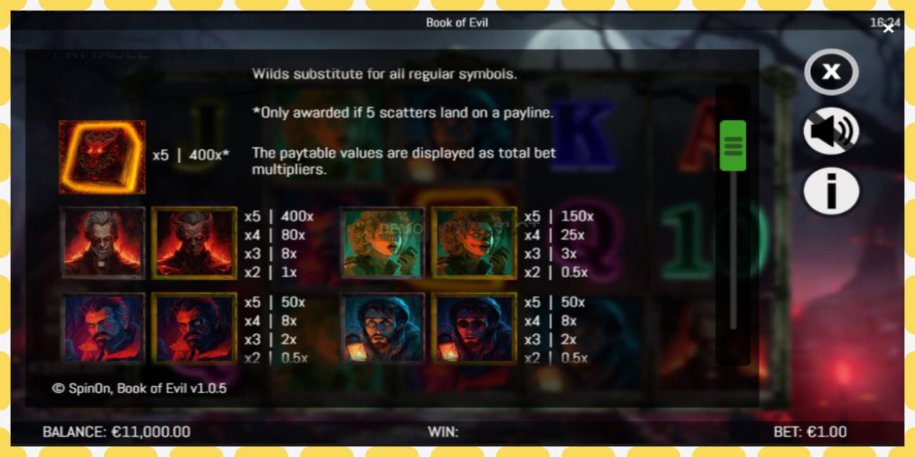 Demo slot Book of Evil free and without registration, picture - 1