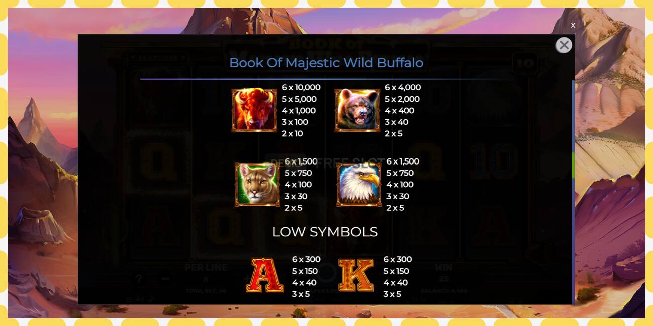 Demo yuvası Book of Majestic Wild Buffalo ücretsiz ve kayıt olmadan, resim - 1