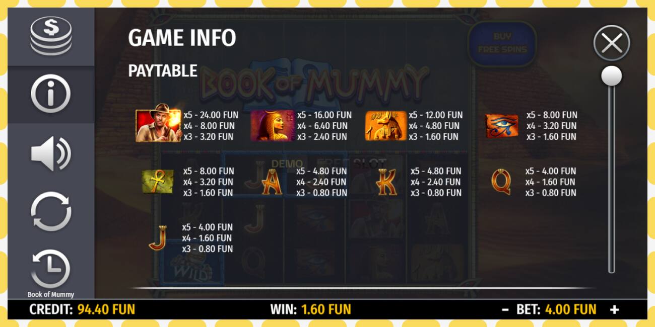 Demo-spor Book of Mummy gratis og uten registrering, bilde - 1