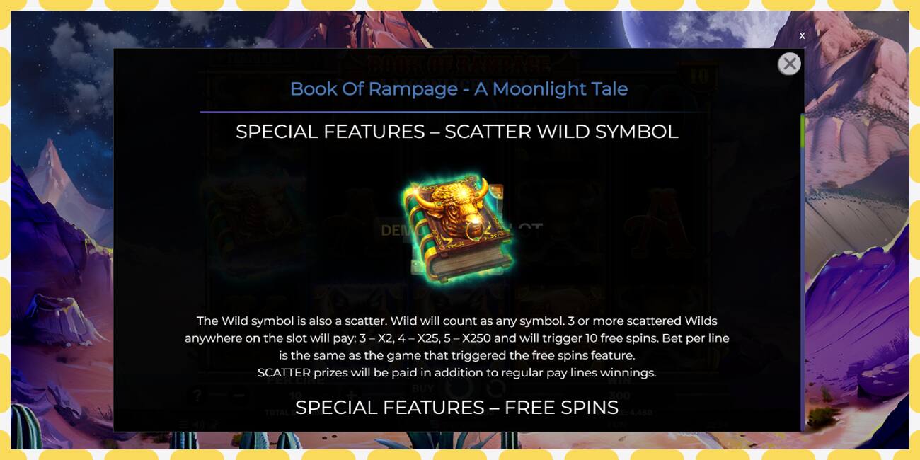 Demo slot Book of Rampage - A Moonlight Tale free and without registration, picture - 1