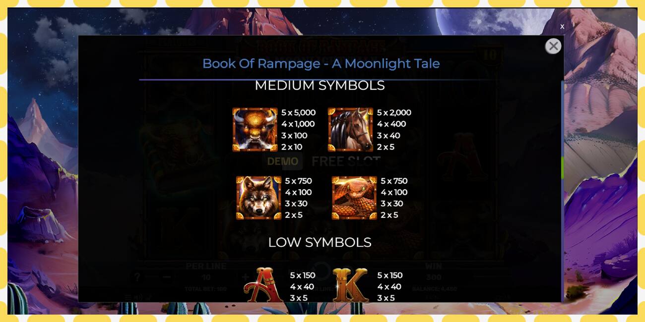 Demo slot Book of Rampage - A Moonlight Tale free and without registration, picture - 1