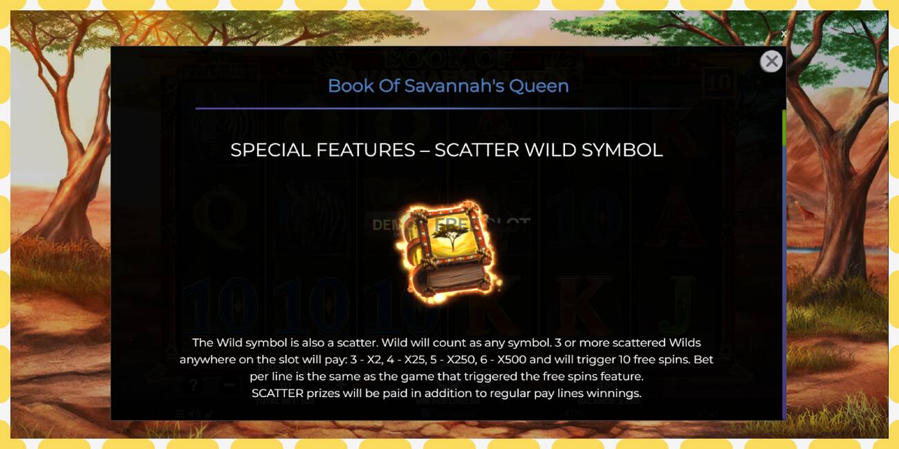 Demo lizdas Book of Savannahs Queen nemokamai ir be registracijos, paveikslėlį - 1