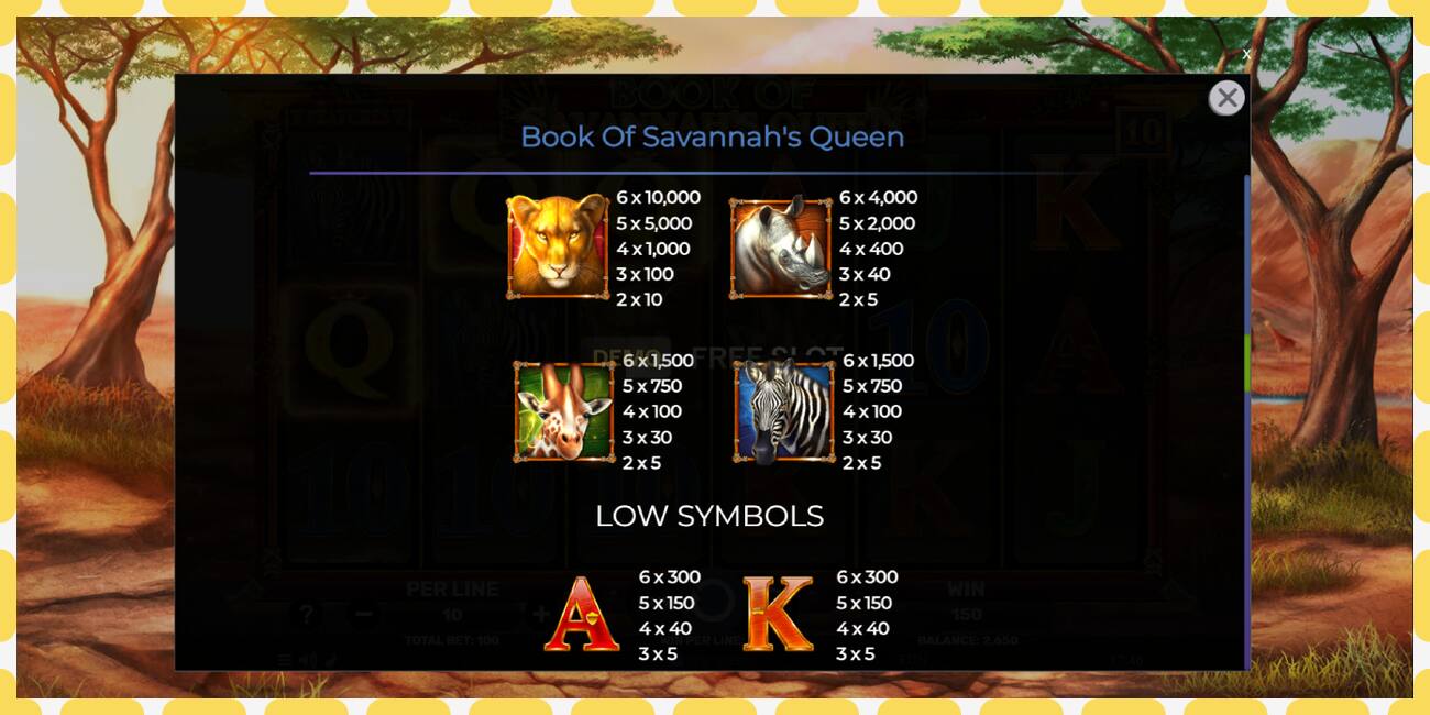 Demo lizdas Book of Savannahs Queen nemokamai ir be registracijos, paveikslėlį - 1