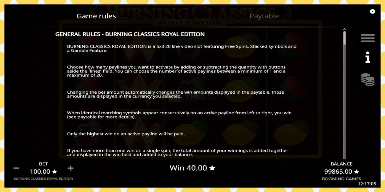 Demo slot Burning Classics Royal Edition free and without registration, picture - 1