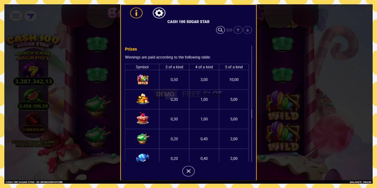 Demo slot Cash 100 Sugar Star free and without registration, picture - 1