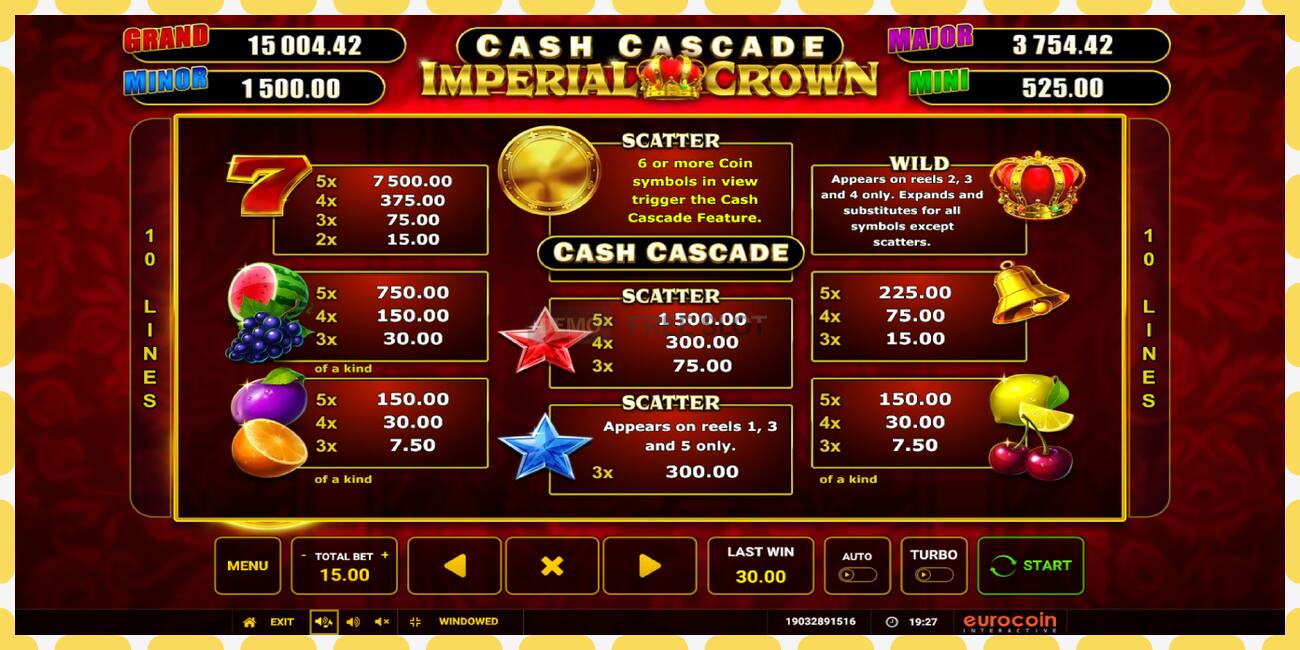 Slot demo Cash Cascade Imperial Crown gratuit și fără înregistrare, imagine - 1