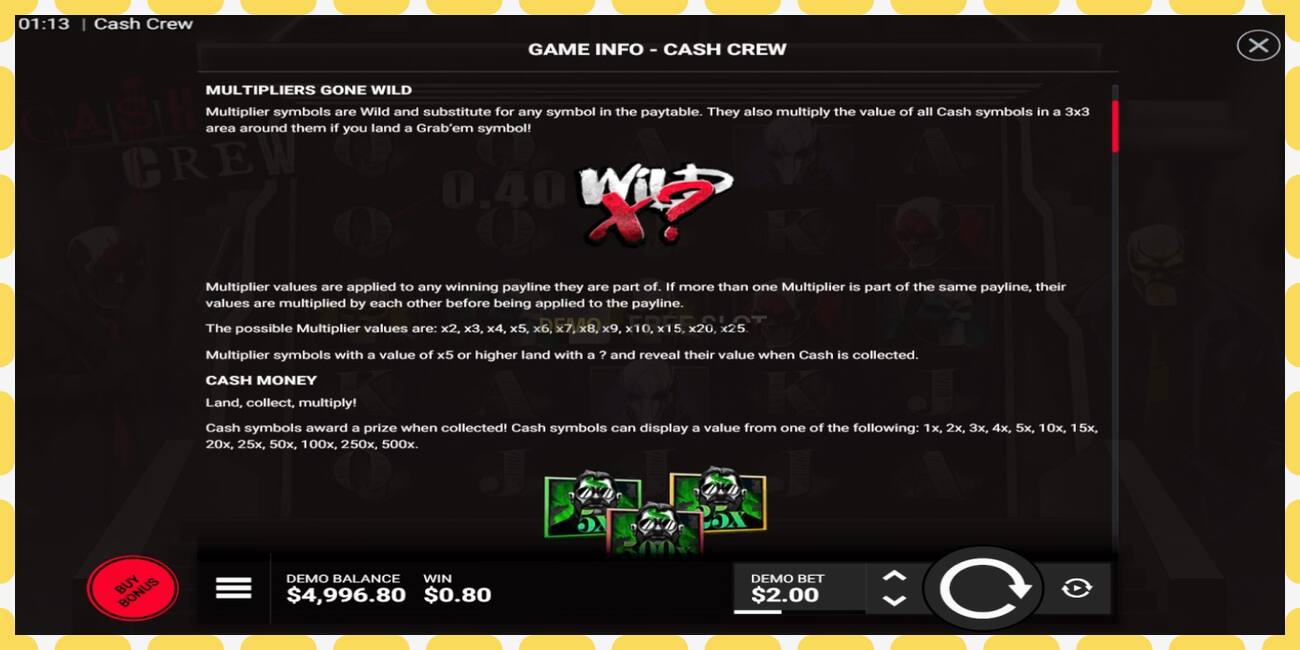 Demo slot Cash Crew free and without registration, picture - 1