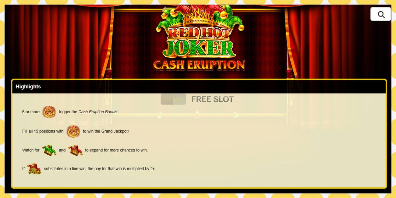 Demo slot Cash Eruption Red Hot Joker free and without registration, picture - 1