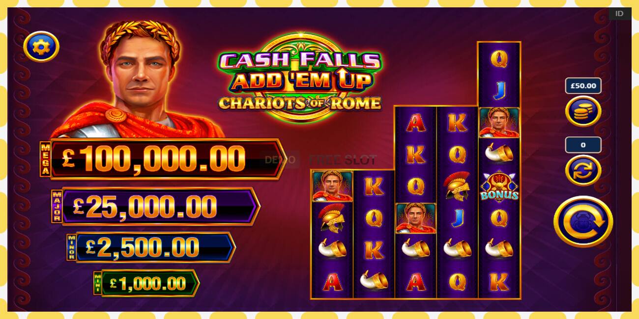 டெமோ ஸ்லாட் Cash Falls: Add Em Up Chariots of Rome இலவச மற்றும் பதிவு இல்லாமல், படம் - 1