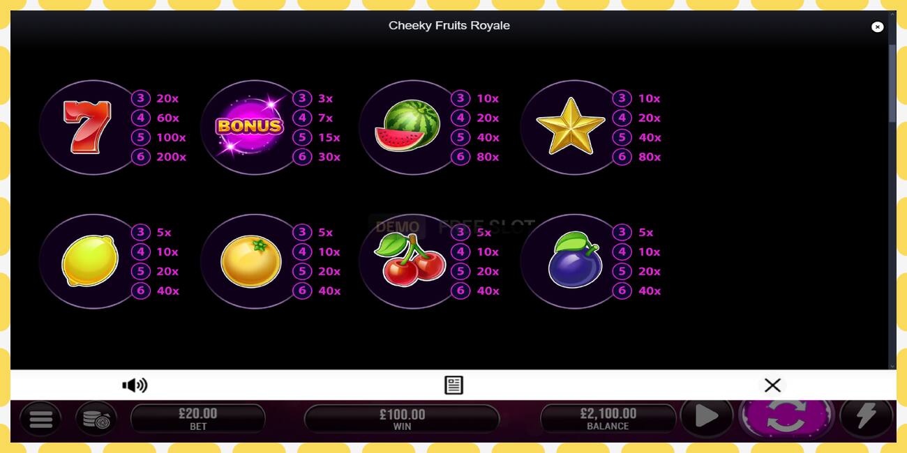 Demo slot Cheeky Fruits 6 Royale free and without registration, picture - 1