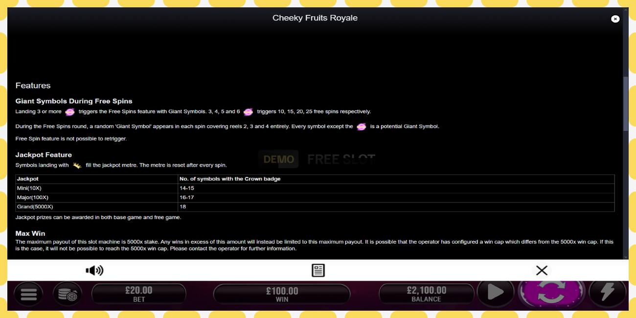 Demo slot Cheeky Fruits 6 Royale free and without registration, picture - 1