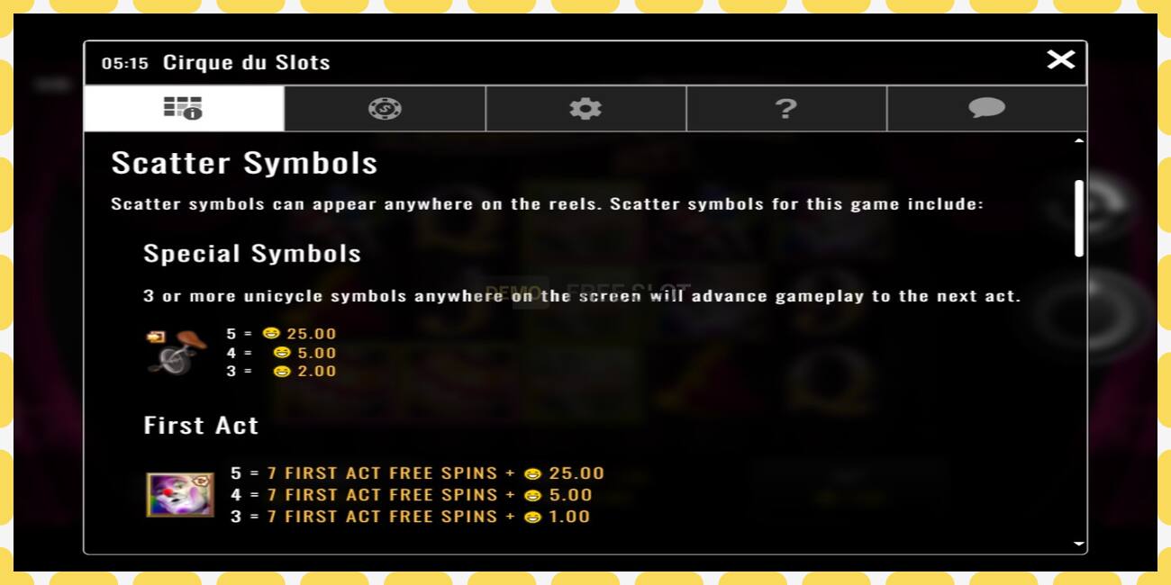 Demo slot Cirque du Slots free and without registration, picture - 1