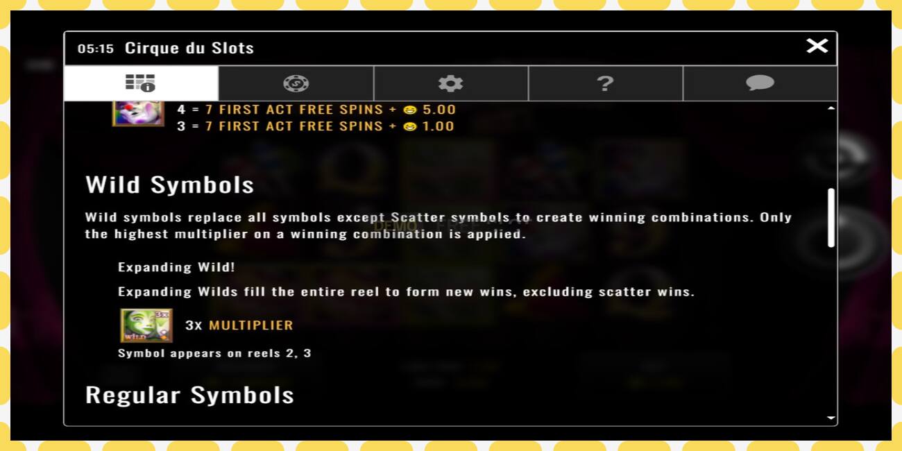 Demo slot Cirque du Slots free and without registration, picture - 1